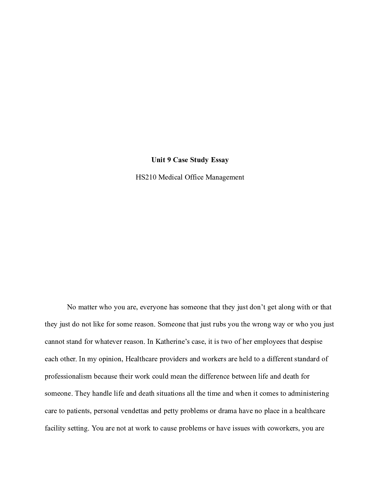 Preview image for HS 210 Case study Essay unit 9.docx    Unit 9 Case Study Essay  HS210 Medical Office Manag